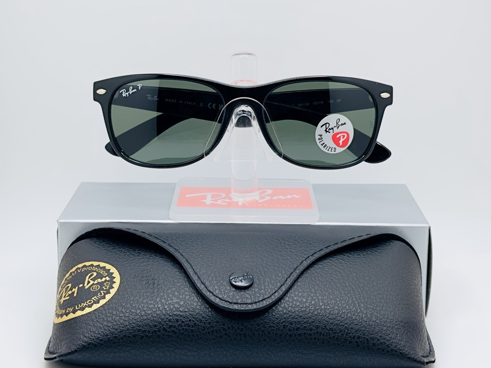 Ray-Ban RB2132 New Wayfarer 55mm Unisex Polarized Sunglasses – Green Lens