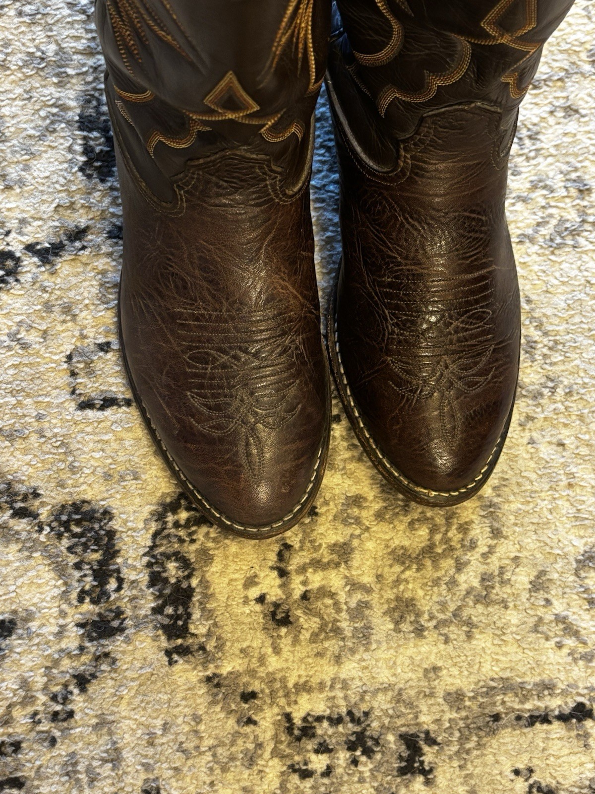 Larry Mahan Nocona Texas Brown Bullhide Leather Mens Size 10 XE Cowboy Boots