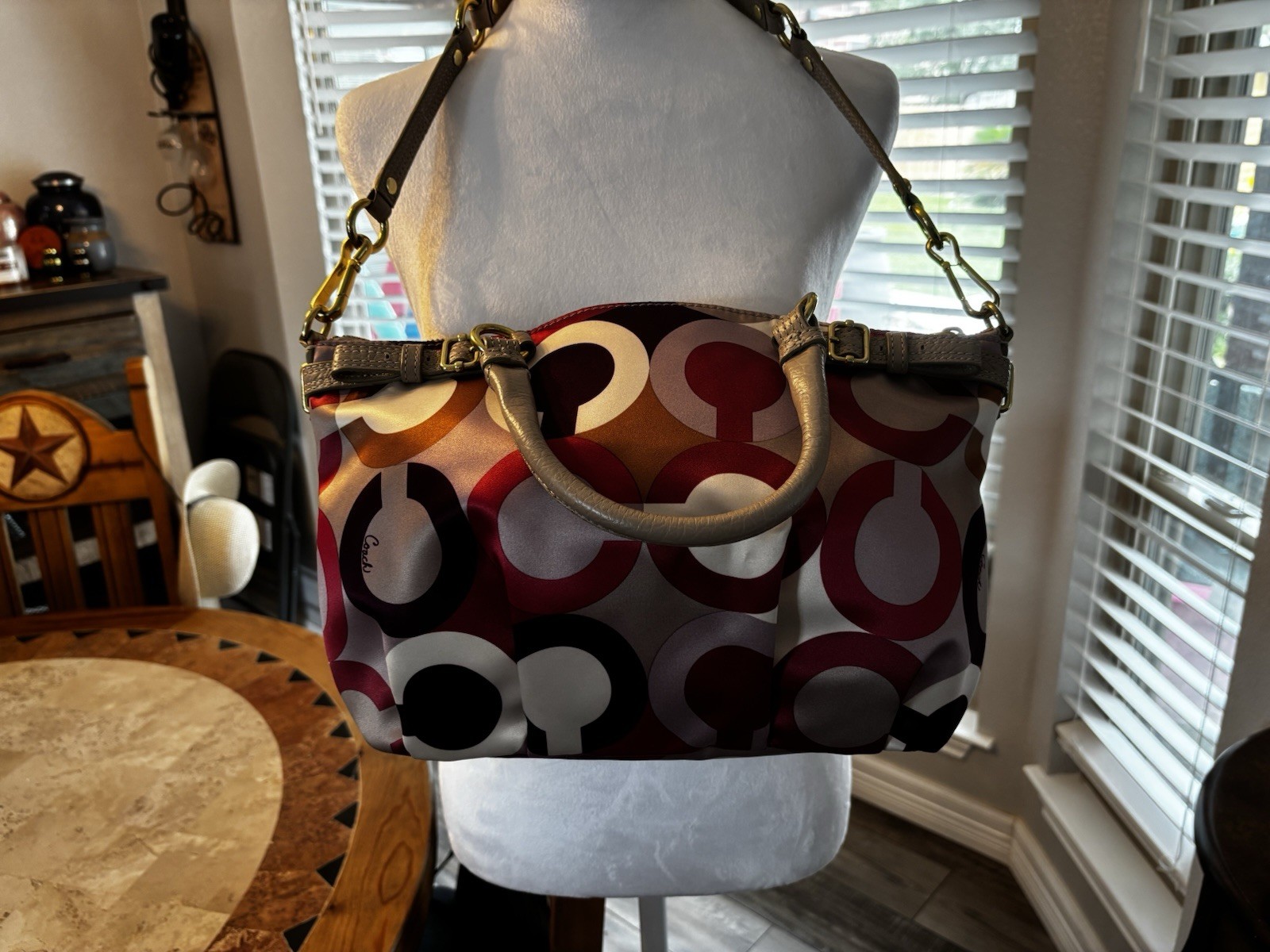 Coach Madison Op Art Sateen Sophia Satchel Shoulder Bag F120-18636 EUC