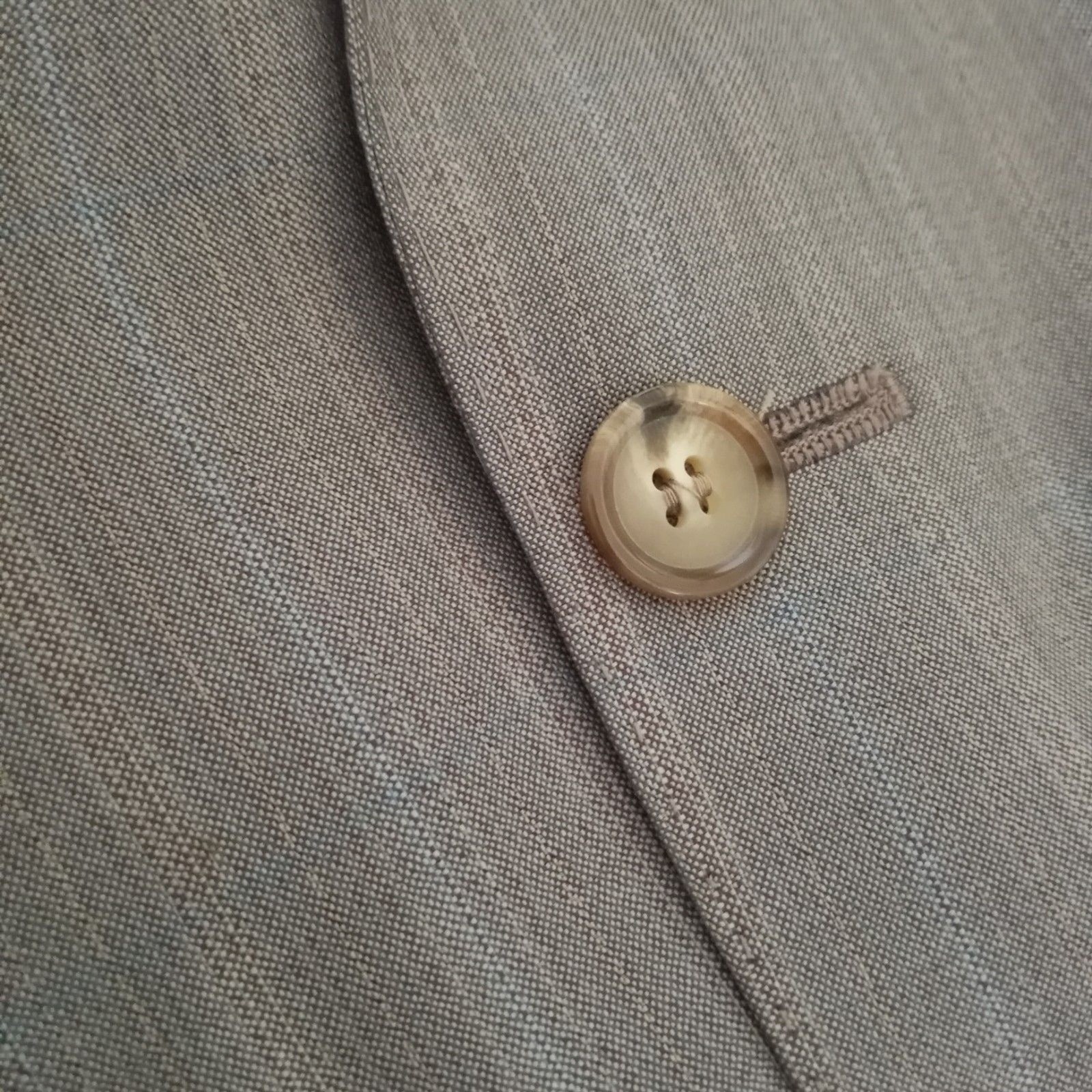 Eduardo De Simone Italy SZ 43 Wool Sport Coat Suit Jacket Stripe Tan Gray Blue