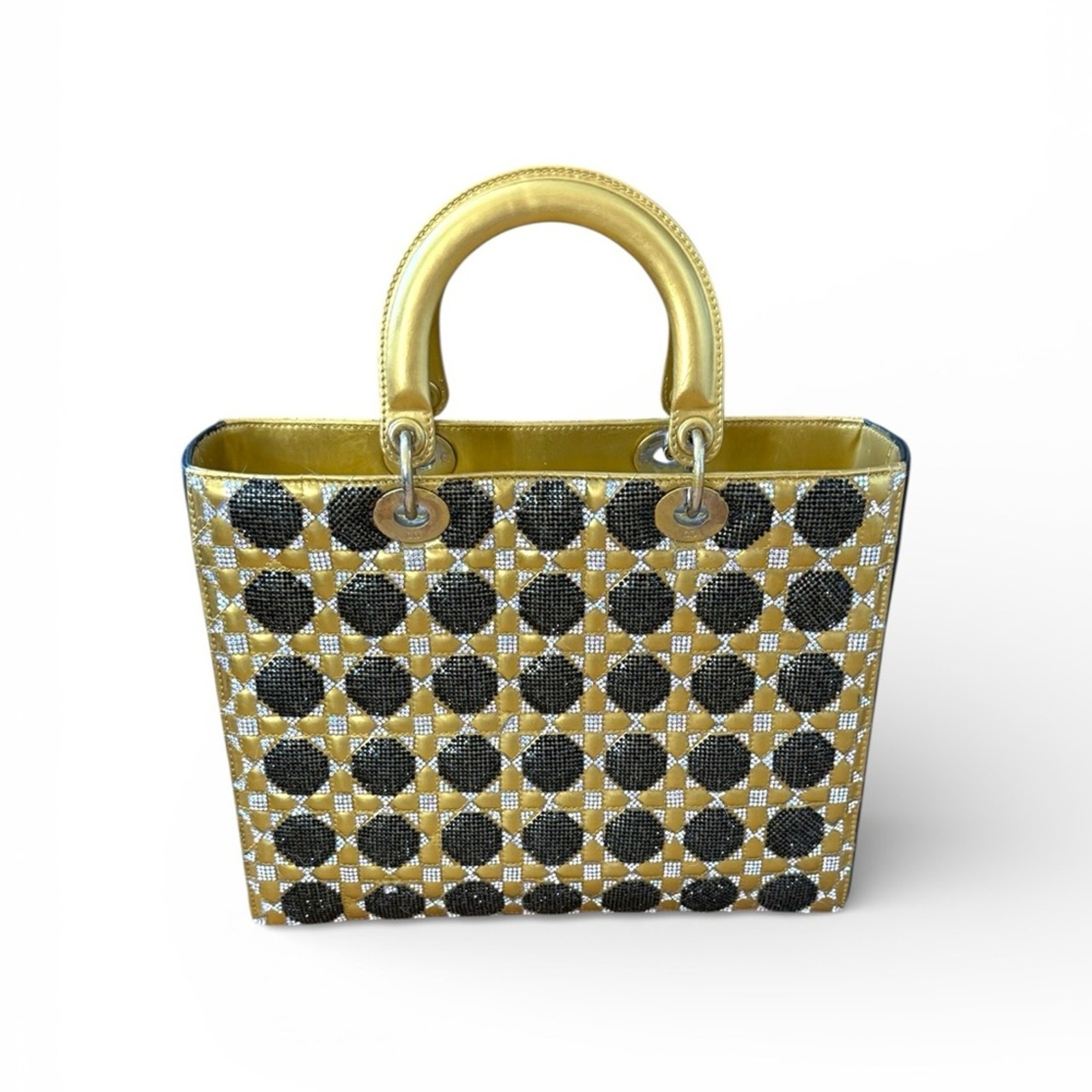 Christian Dior Lady Dior Medium Gold Pattern Canvas Reimagined Gold HW
