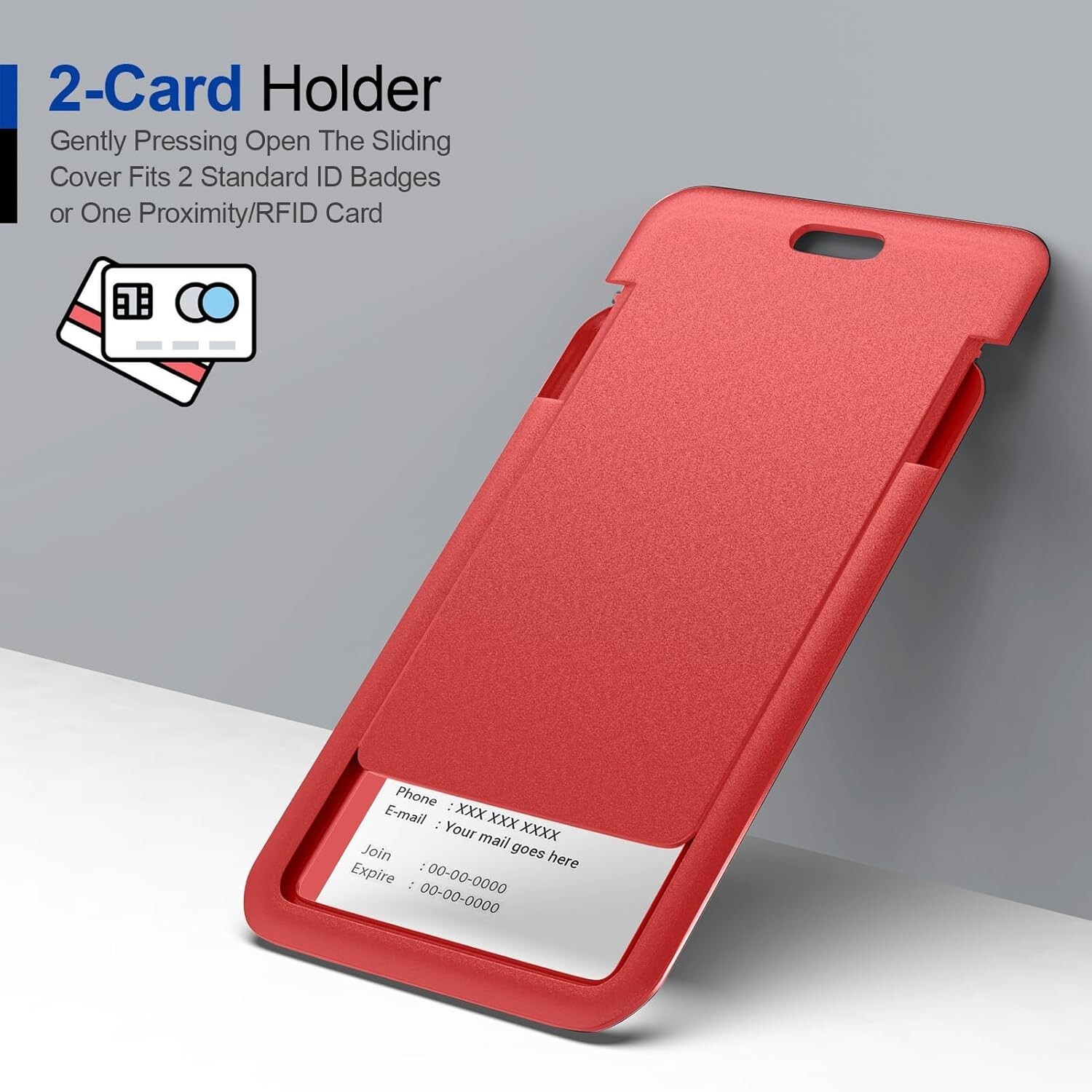 2pcs ID Badge Holder Vertical Card Holder Heavy Duty for Work Key Card Men Women