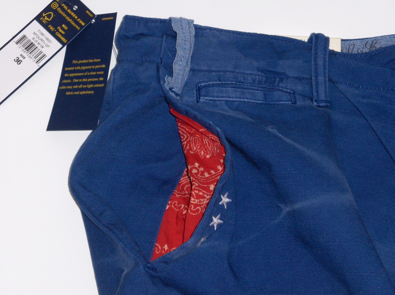 POLO RALPH LAUREN Men’s Eagle USA Flag Vintage Straight Fit Flat Front Shorts