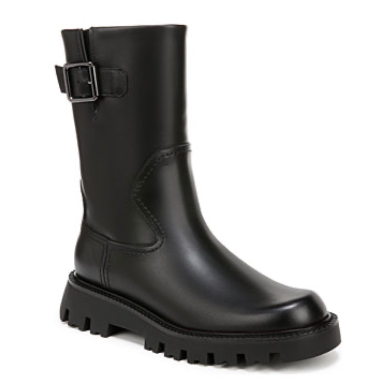 Franco Sarto L-Brina Womens Black Leather Moto Lug Sole Platform Boots Size 6M