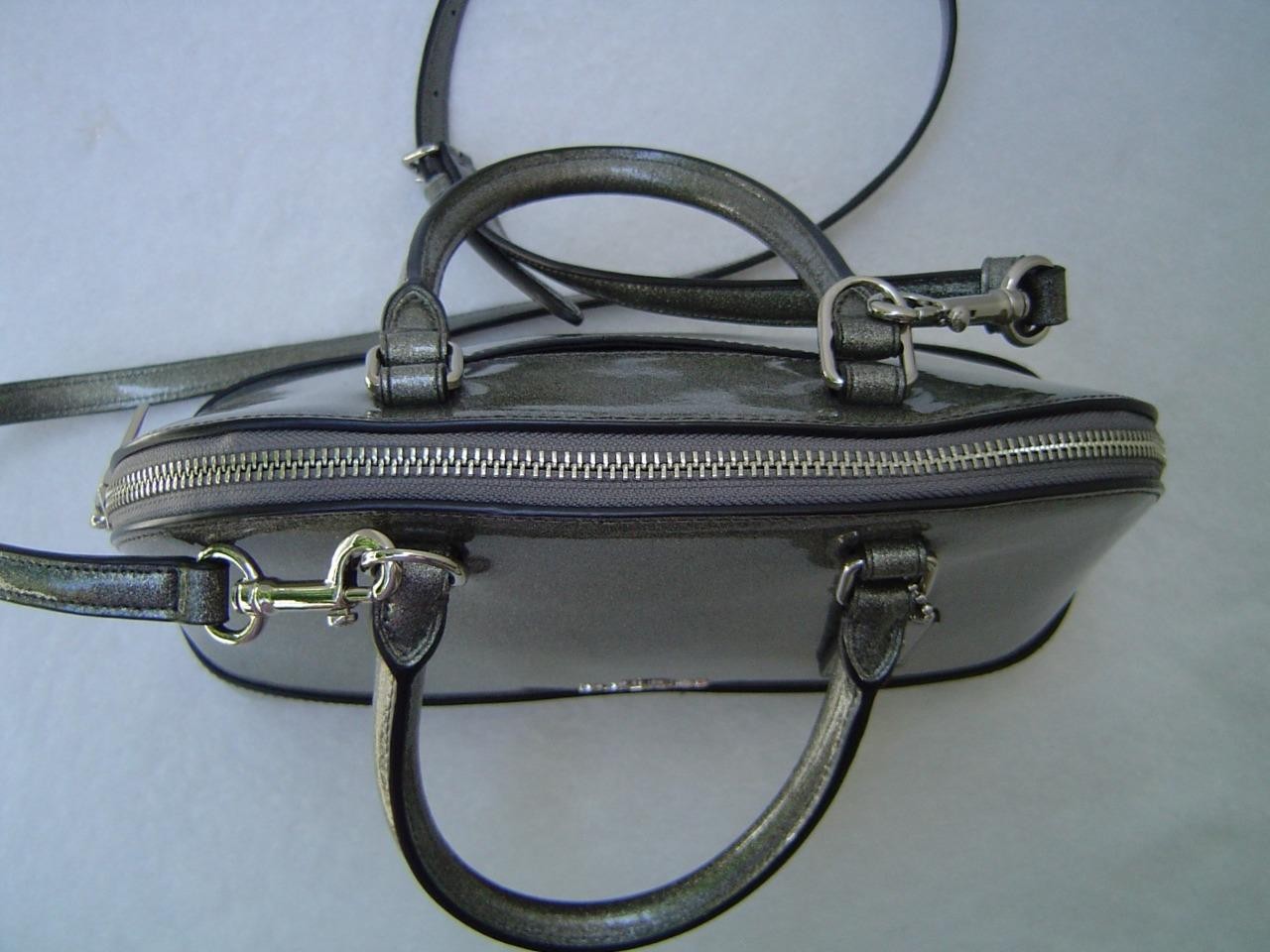 AUTHENTIC COACH SILVER GLITTER PATENT LEATHER MINI SIERRA SATCHEL #29134 EUC/LN