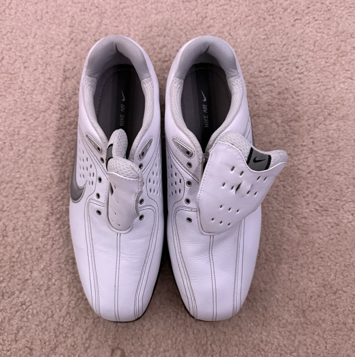 Nike Air Men’s Golf Spiked Shoes White/Silver/Black US 10.5W 317479-101