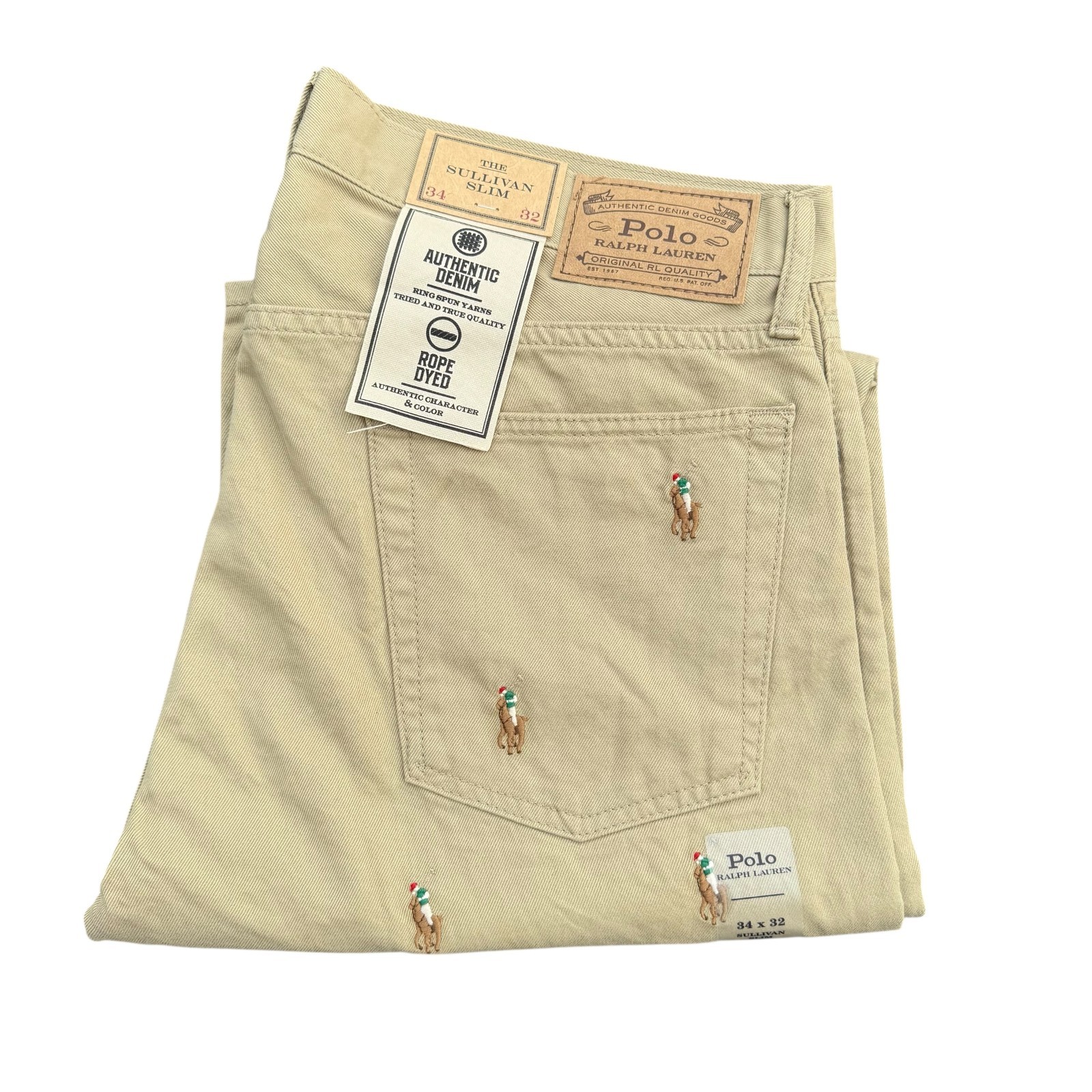 Polo Ralph Lauren Men’s Sullivan Slim Rope Dyed Cotton Denim All Over Pony Jeans