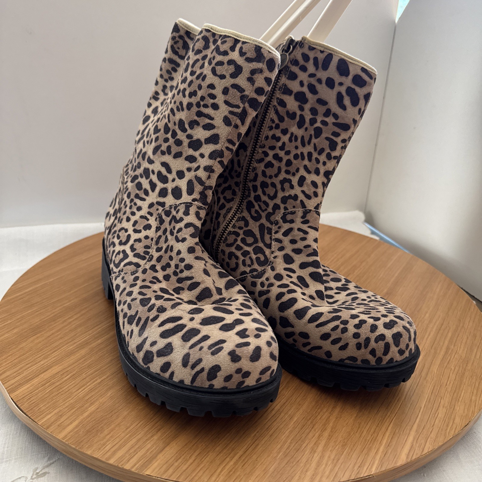 Alegria brown LEOPARD Mid Calf Casual Boot EURO SIZE 41 M 10 1/2-11 us