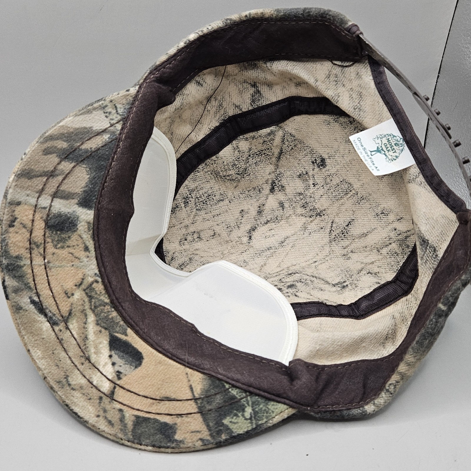 Vintage Mossy Oak Camo Hat Snapback Short Brim Made in USA