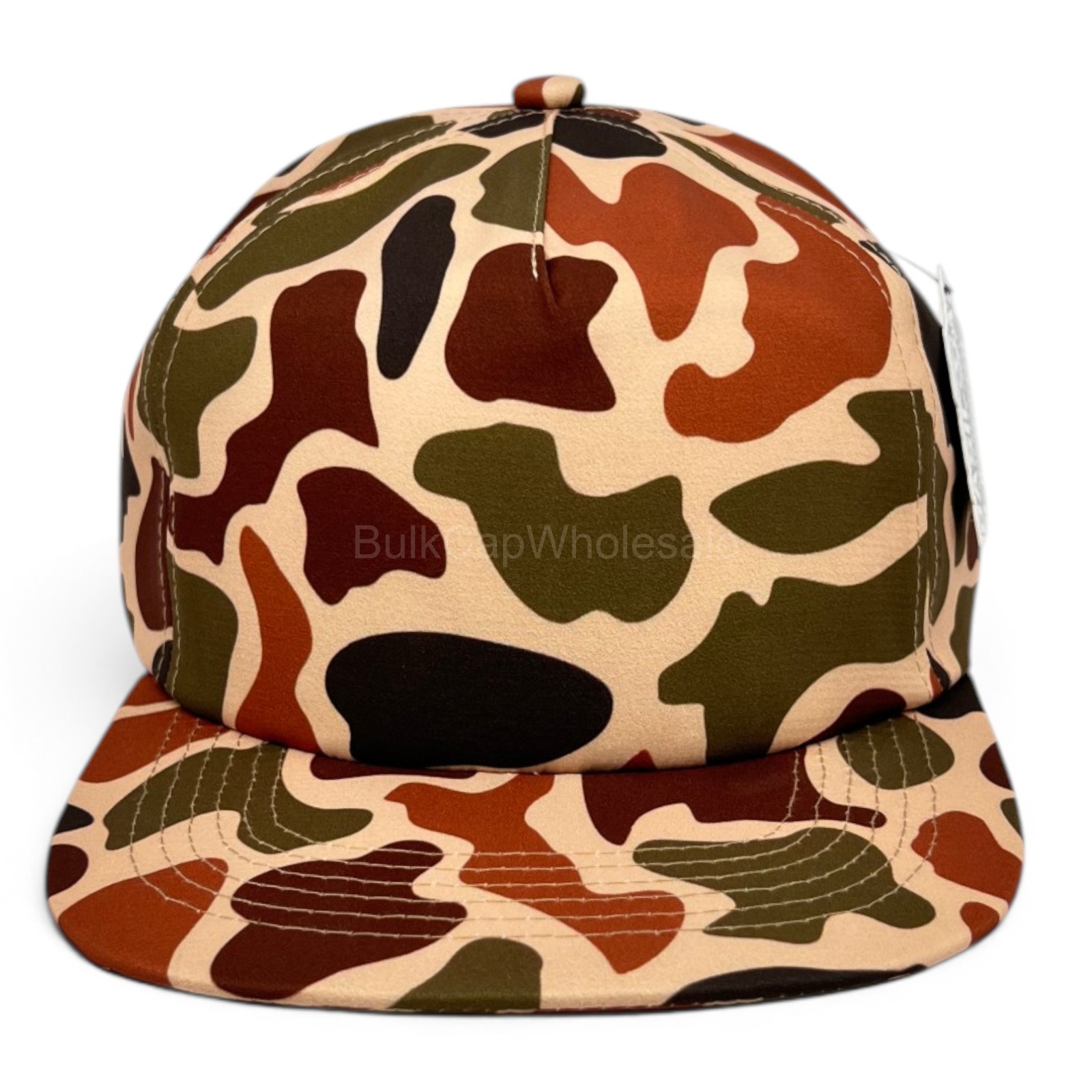Men’s Duck Camo Snapback 5 Panel Flat Brim Visor Hat Adjustable Baseball Cap