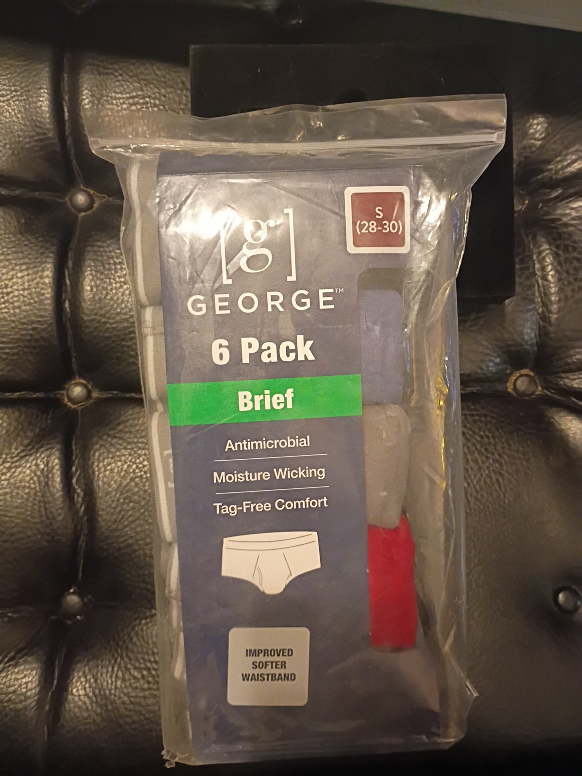 George (6Pk) Men’s Briefs Sz S( 28-30) Tagless, Moisture Wicking, Antimicrobial