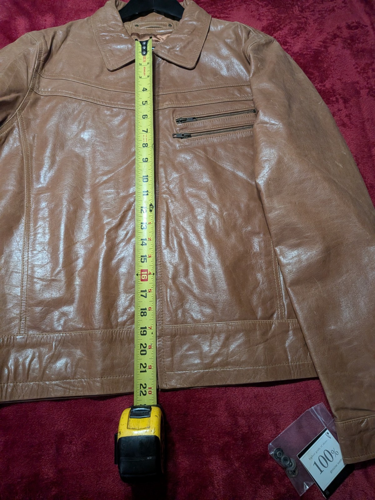 NWT Tanners Avenue 100% Genuine Leather Jacket Men’s XL In Cognac Color