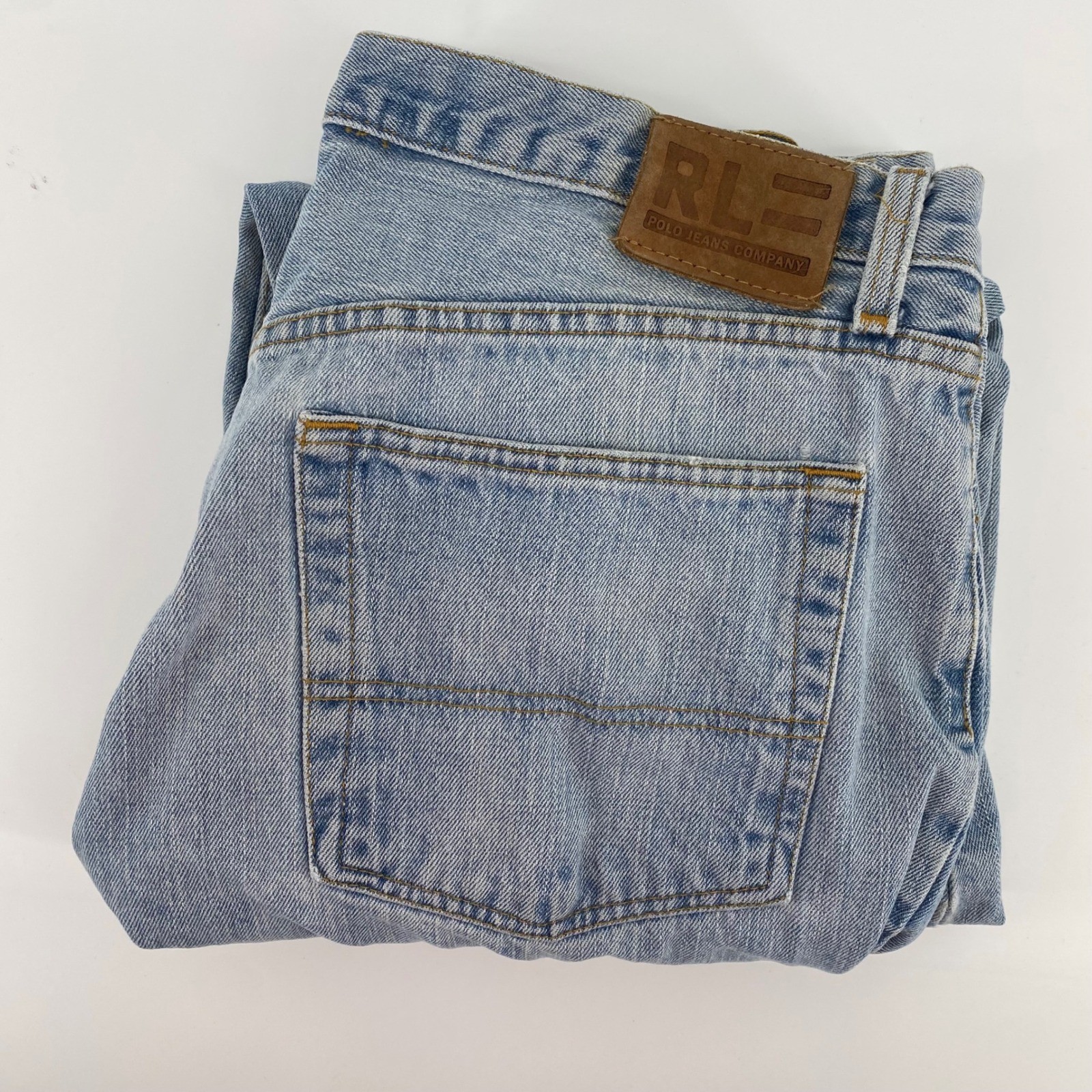 Polo Jeans Company Mens 36 x 30 Light Wash Denim Jeans Saturday Style