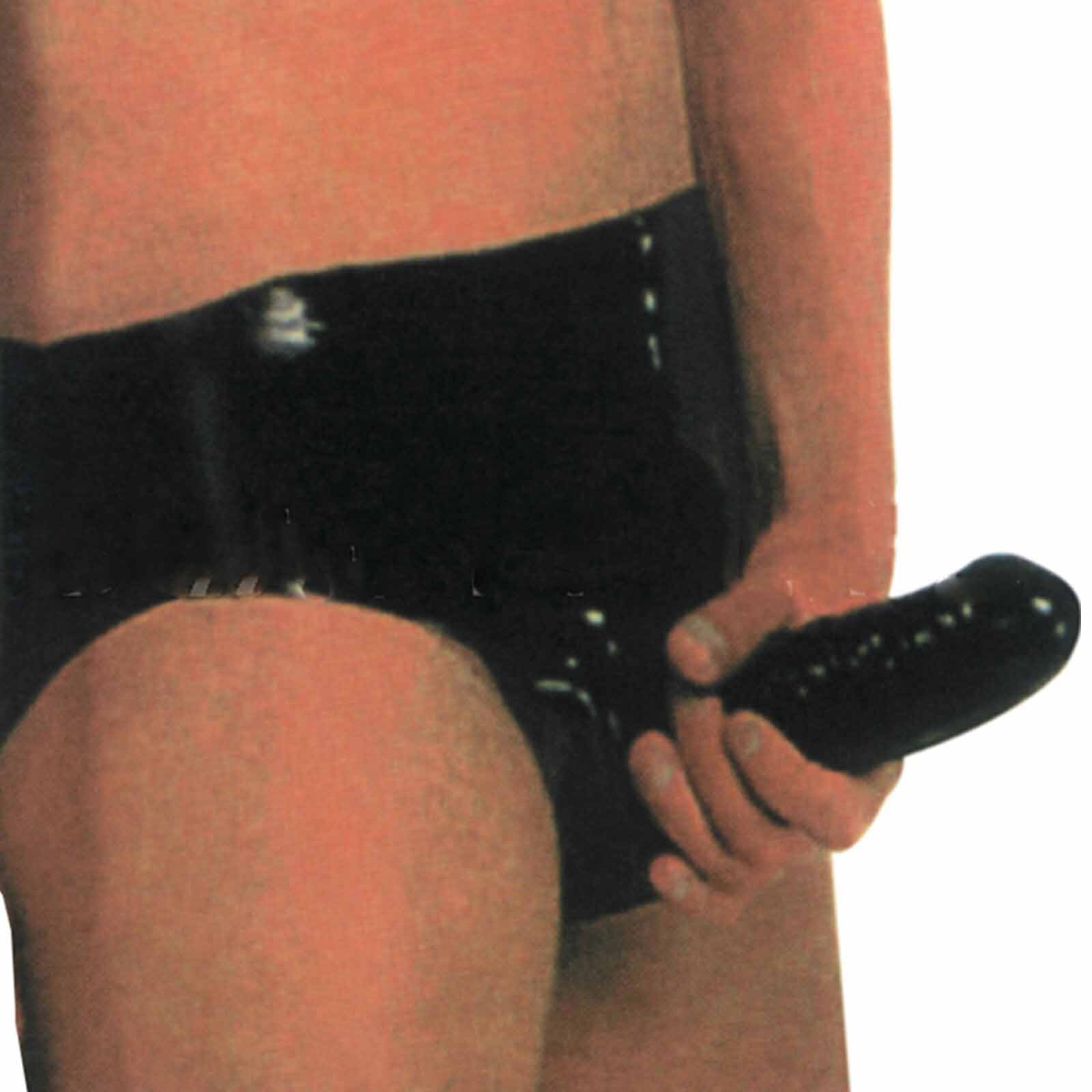 Latex Rubber Male Briefs Shorts 18cm Sheath(Condom) Tight Underwear BDSM Fetish