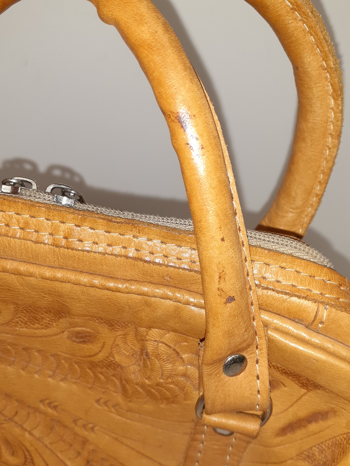 VTG FORCE TEN CLASSIC Handmade Tooled Leather Purse Paraguay