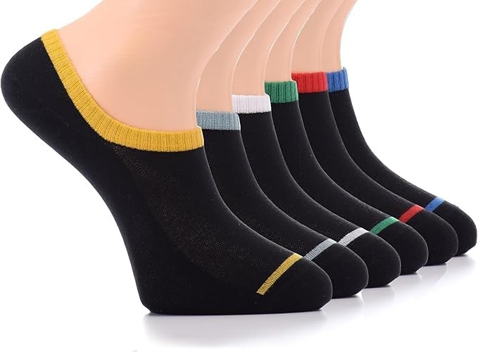 MEN Invisible No-Show COTTON Socks, MEDIUM, MULTI-COLOR, Casual, 6 Pair