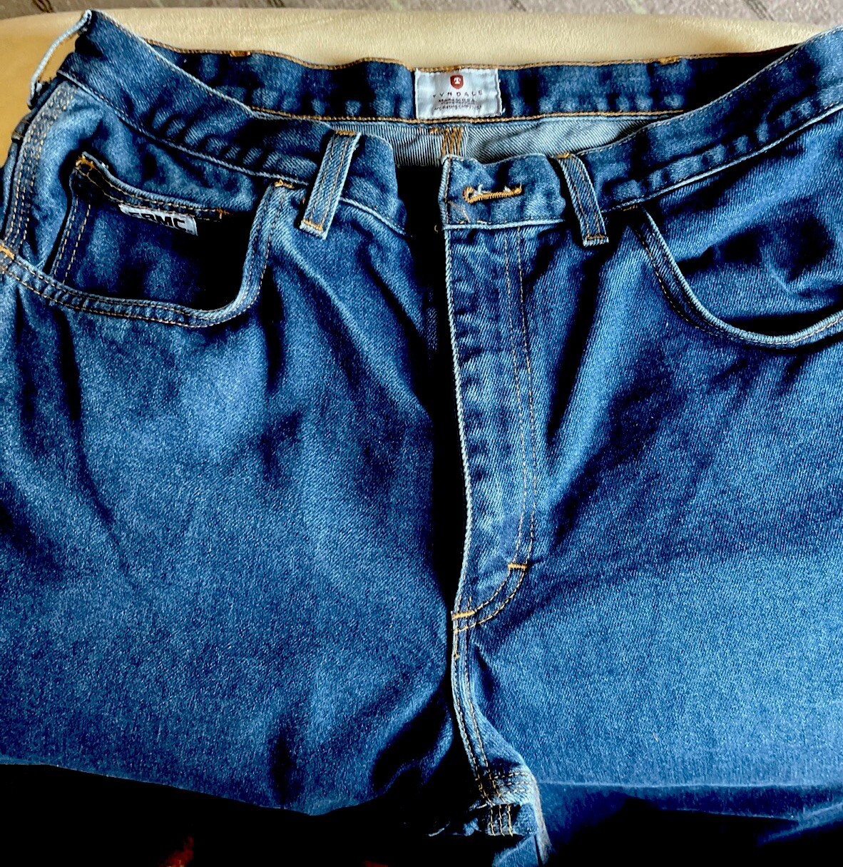 Mens Flame Resistant Jeans Dark Wash Denim Tyndale F290T 35×30 Rare Size NWT