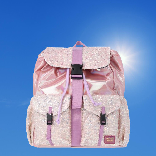 LOT of 2 Justice Girls’ Sequin Rucksack Backpack : 14.25″ H x 11.5″ W x 5.5″ D