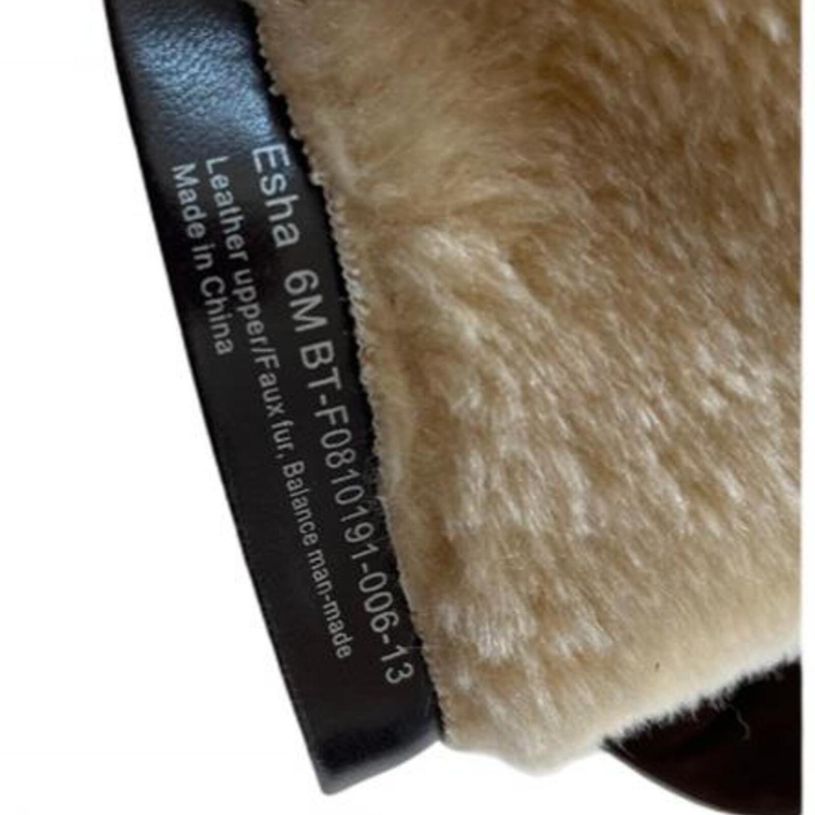 BareTraps Esha Brown Leather Faux Fur-Lined Mid-Calf Boots Y2K/2000s Button
