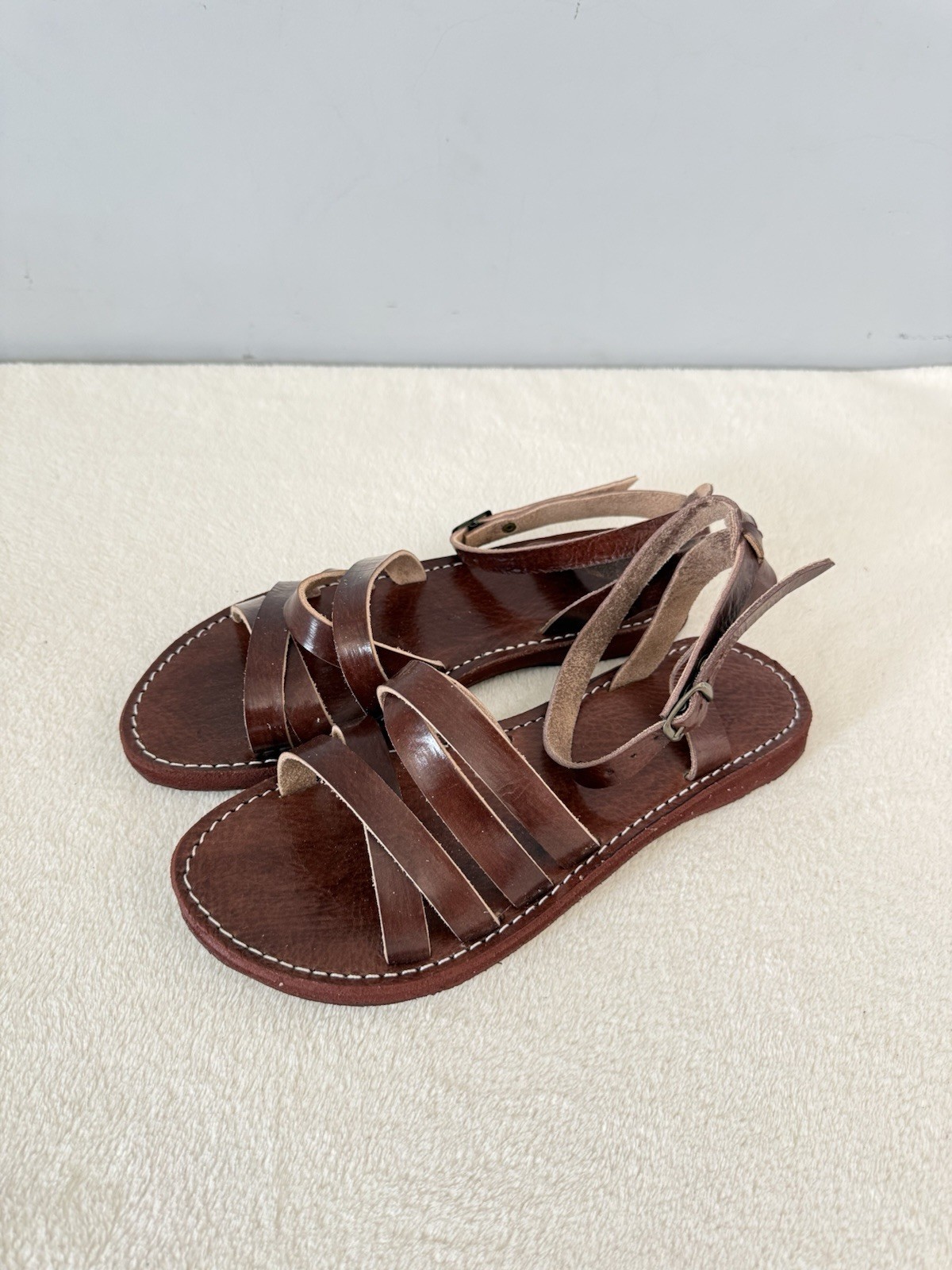 Handcrafted Genuine Leather Women’s Sandals – Four-Strap Brown | 100% Handmade