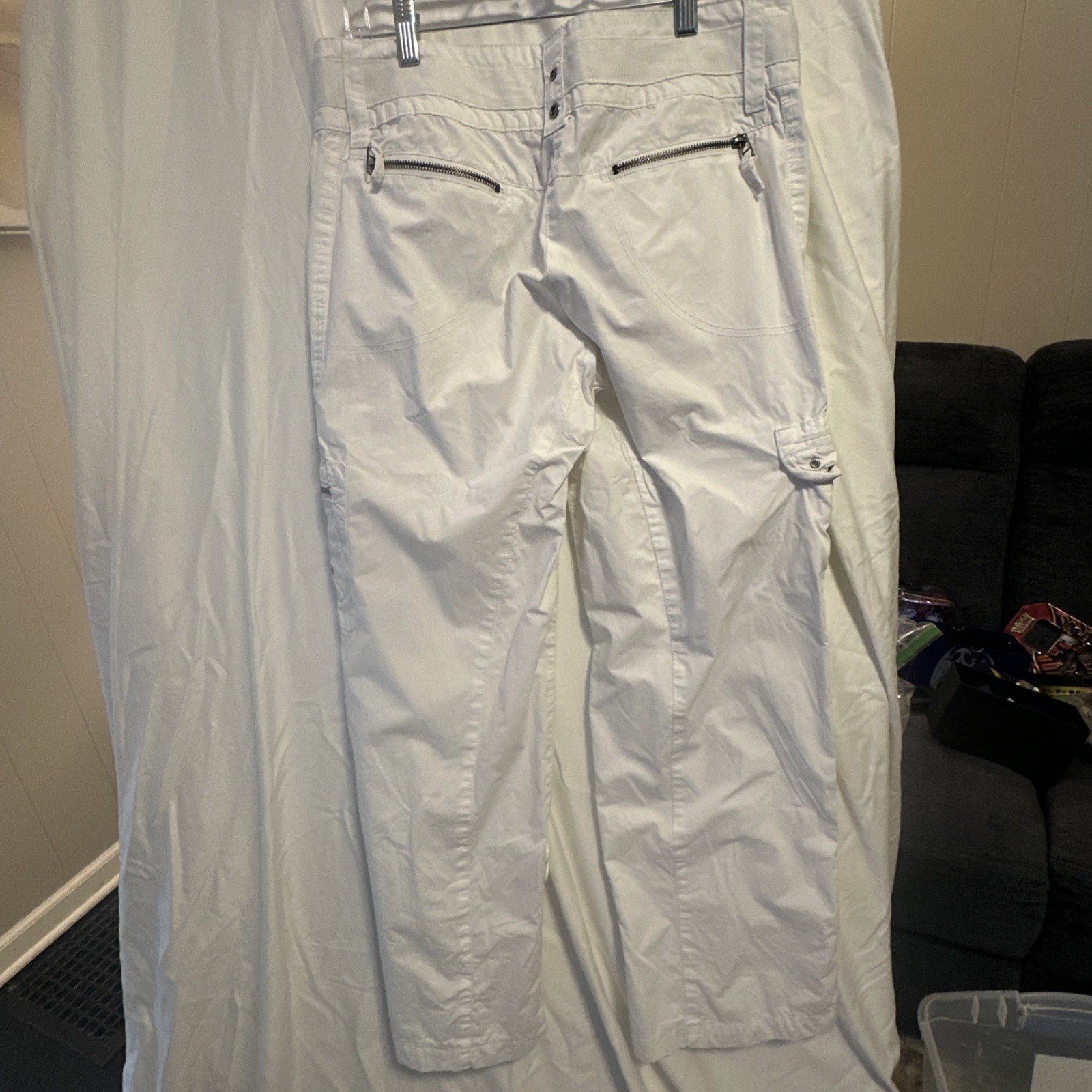 Dalia Collection Women’s Eight Petite White Cotton Cargo Pants Utility Summer 2