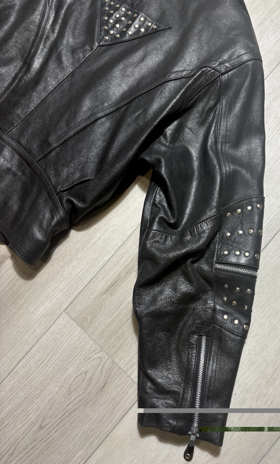 VTG 80s 90s Open Road Studded Leather Moto Jacket Brando Punk Biker Belted M