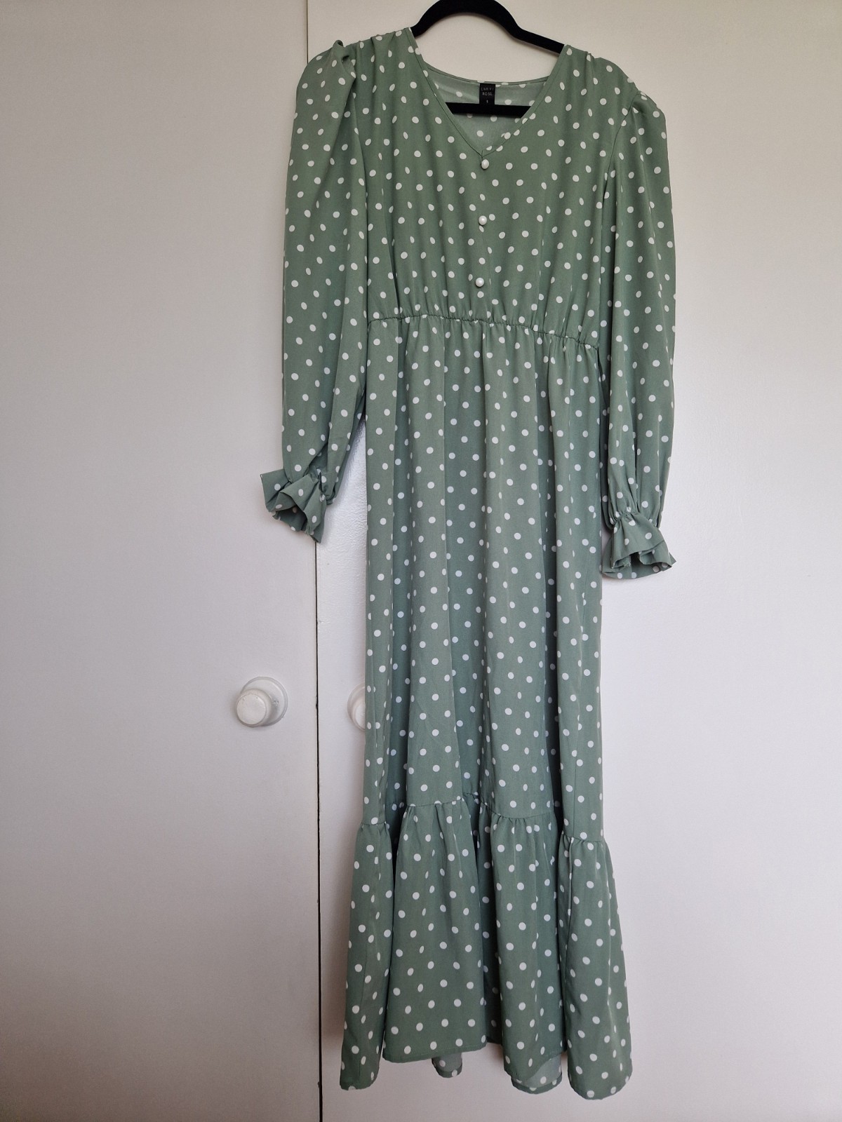 Emery Rose Dress Size Small Midi Long Green Polka Dot Wedding Occasion Summer