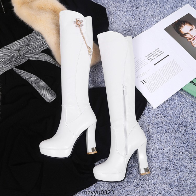 Womens Platform Zip Knee High Boots High Block Heel Winter Shoes Clubwear New