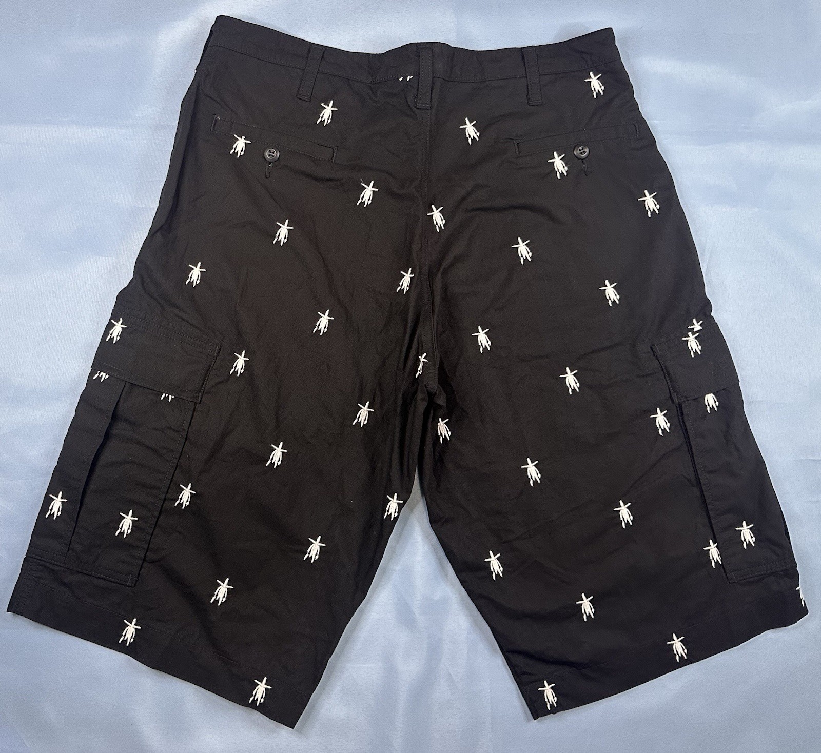 Futura Laboratories 2000 Pointman AOP Embroidered Cargo Shorts Japan 34 Vtg Y2K