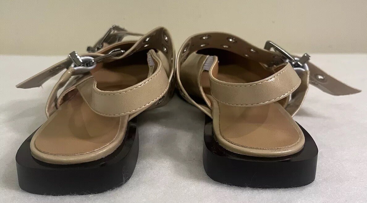 New Ladies Flats Slingback Pointed Toe Casual Daily Dress Sandals Shoes 7.5 Tan