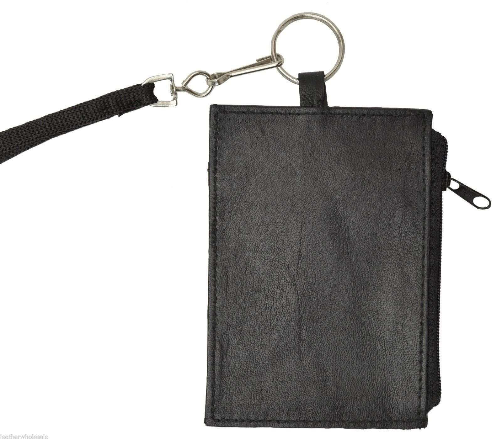 100% Genuine Leather Id Holder Black #761