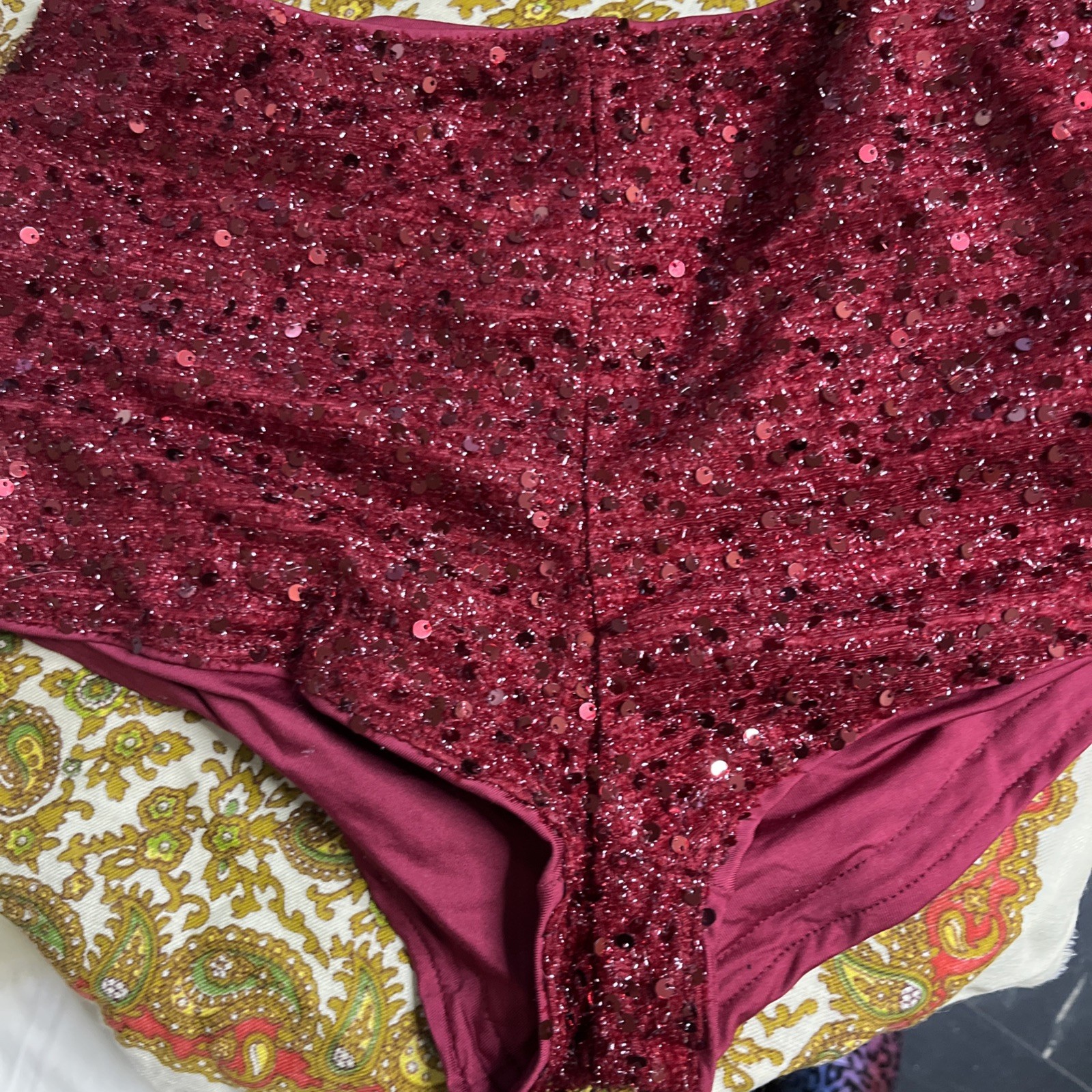 Ladies Glitter Sequins Briefs Shiny Low Waist Shorts Stretch Hot size M