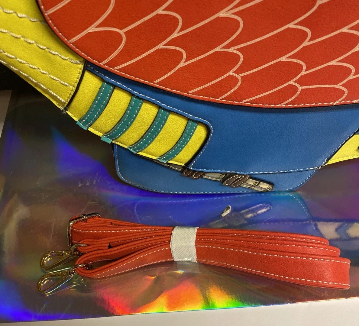 Parakeet Shaped handbag 20 Inches Long New Unused Eye Catching Statement Piece