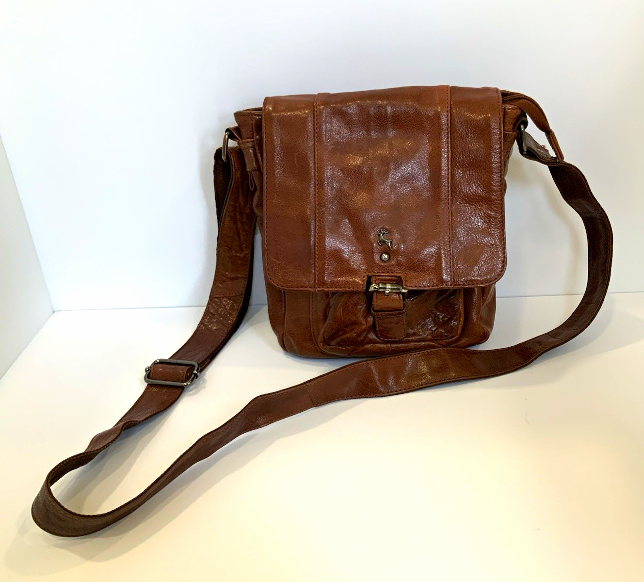 Ashwood Genuine Leather Brown Messenger Crossbody Satchel Bag 12” Adjustable