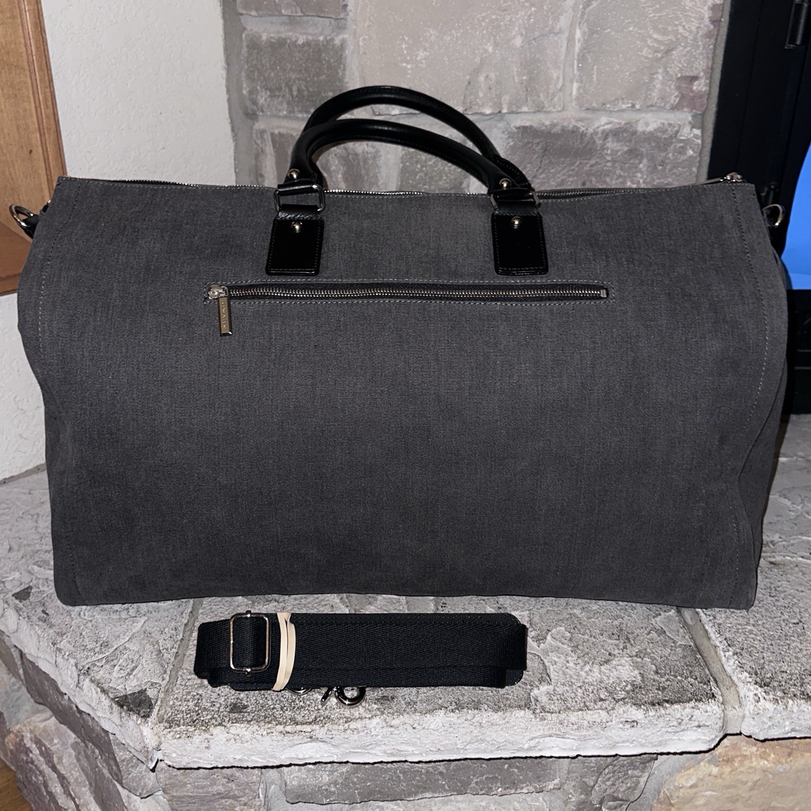 Mint Hook & Albert Canvas Leather 2-in-1 Garment Bag Weekender Duffle 22x13x10
