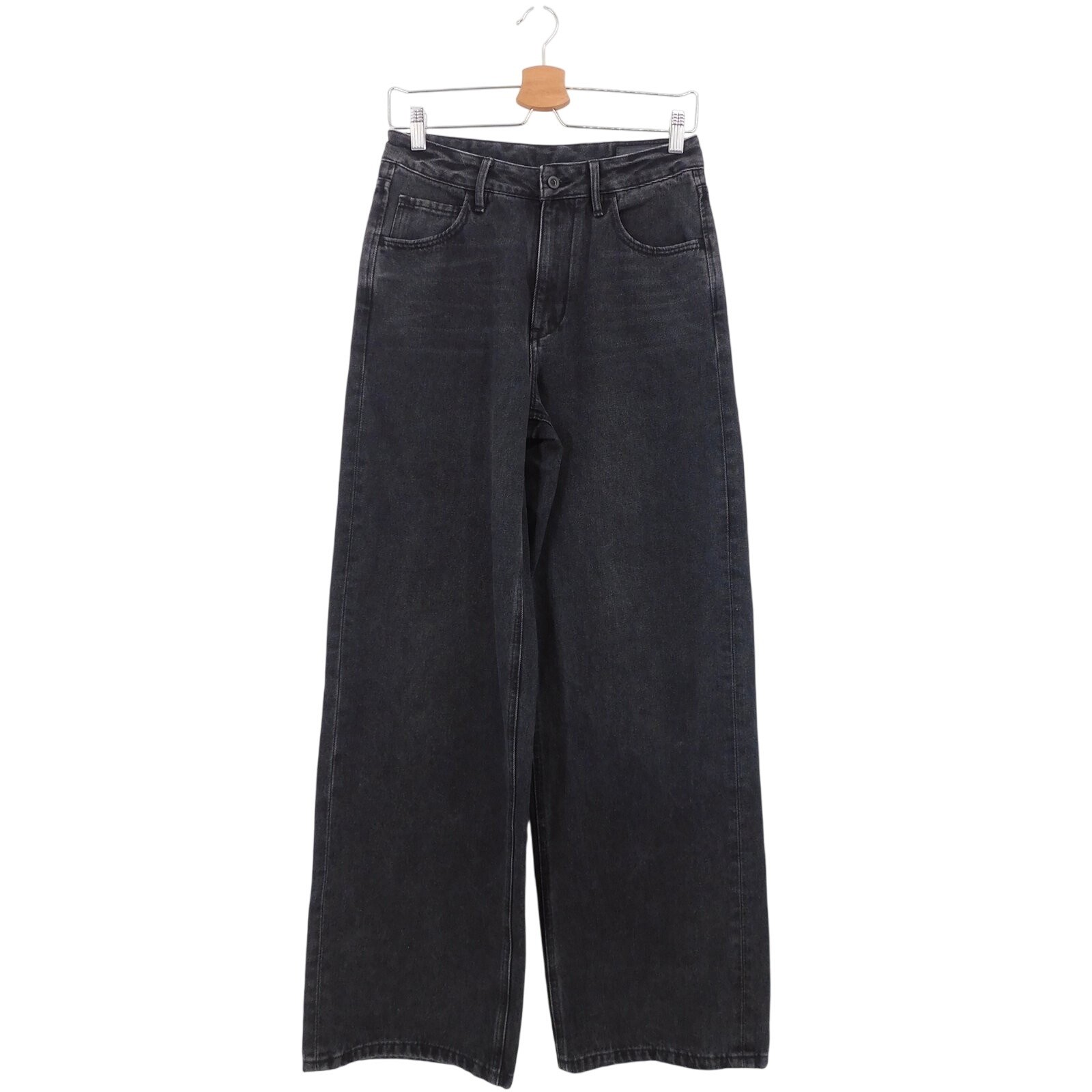 Able Women’s Black High Waist Wide Leg Denim Jeans Size 26/30 In Black