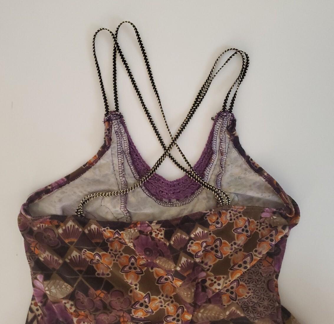 Love Notes Cute Colorful Purple Floral Embroidered Top Sleeveless Size Small EUC