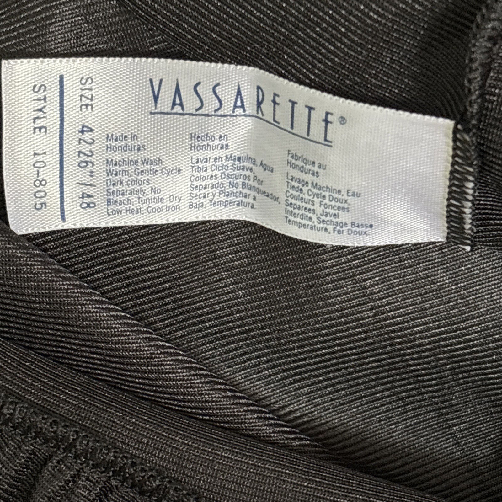 by VASSARETTE SILKY BLACK FULL SLIP DRESS LINGERIE sz 42 26 48