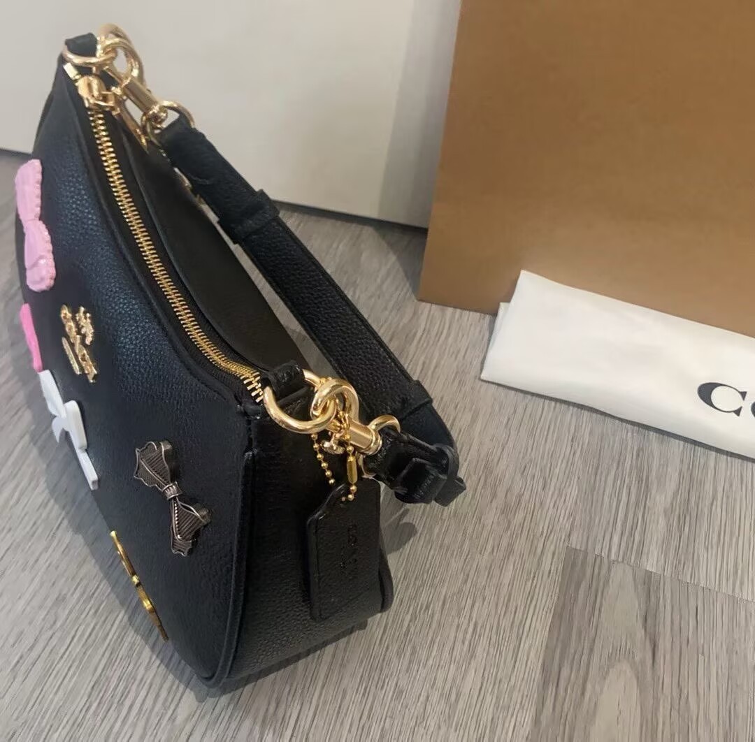 NEW COACH Teri Shoulder Bag With Bows And Charms Crossbody Bag Black CDY93