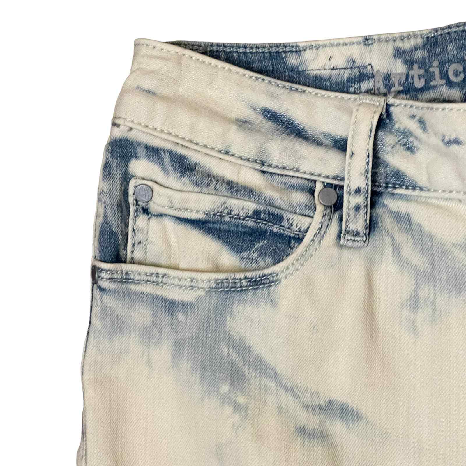 Article Of Society Straight Leg Jeans Frayed Hem Tie Dye Bleached Denim 26 Women