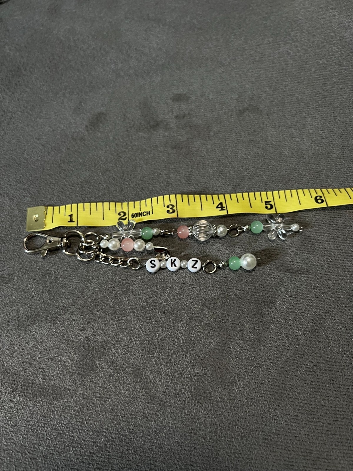 STRAY KIDS SKZ KPOP Pink Green Pearl Silver Floral Keychain Handmaid
