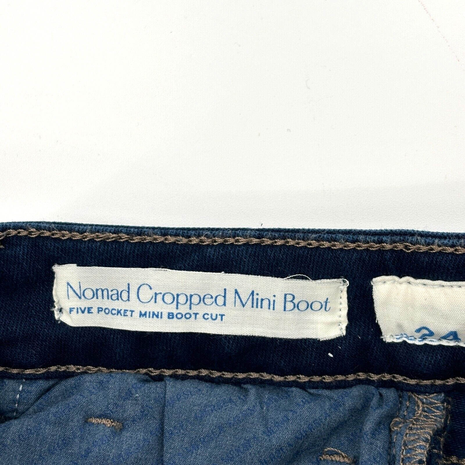 Mersea Voyageur Jean Nomad Cropped Five Pocket Mid-Rise Mini Boot Size 24 NWT