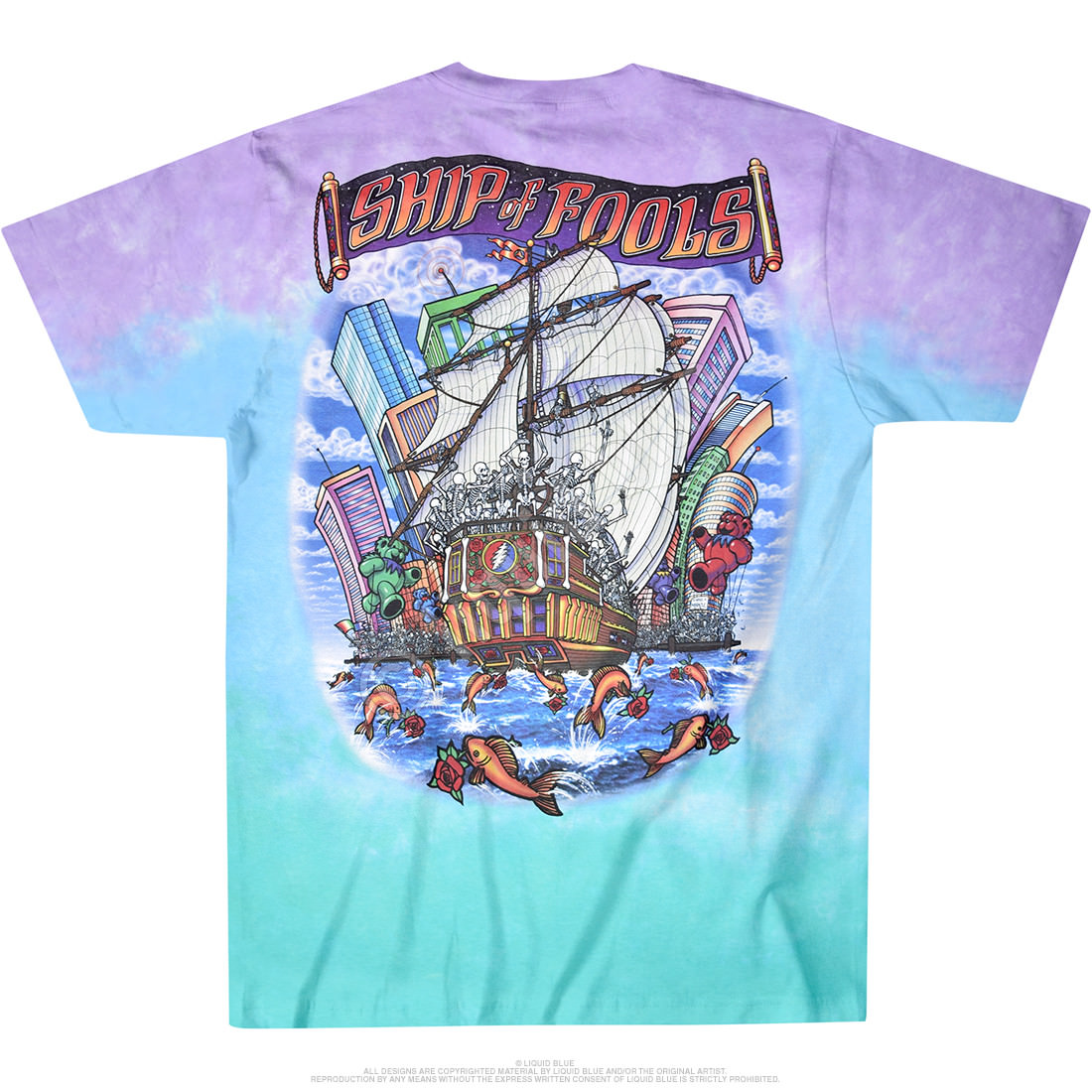 GRATEFUL DEAD-SHIP OF FOOLS-2 Sdd TIE DYE T-SHIRT S-M-L-XL-2X Garcia,Lesh,Wier