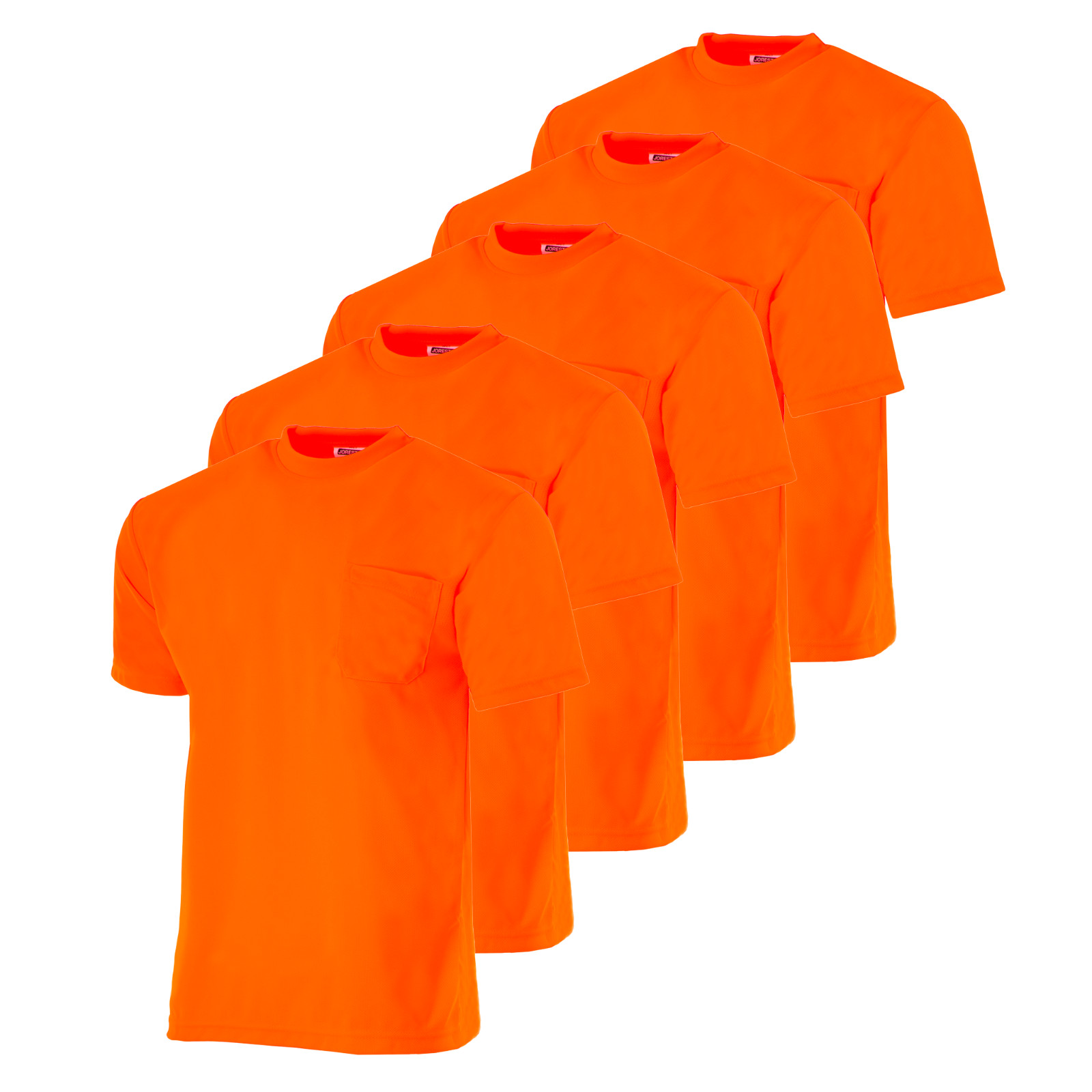 Hi Vis Orange Safety 5-pack T Shirts Fast Drying Short Sleeve JORESTECH