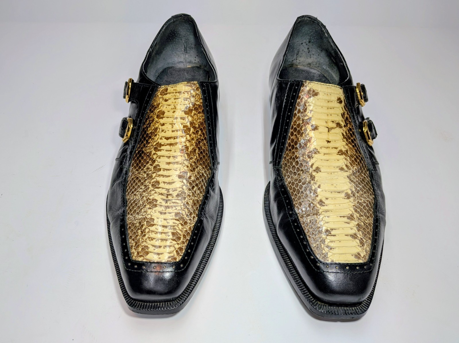 Stacy Adams Genuine Snake Oxford dress shoes 10M square toe lace-up Black