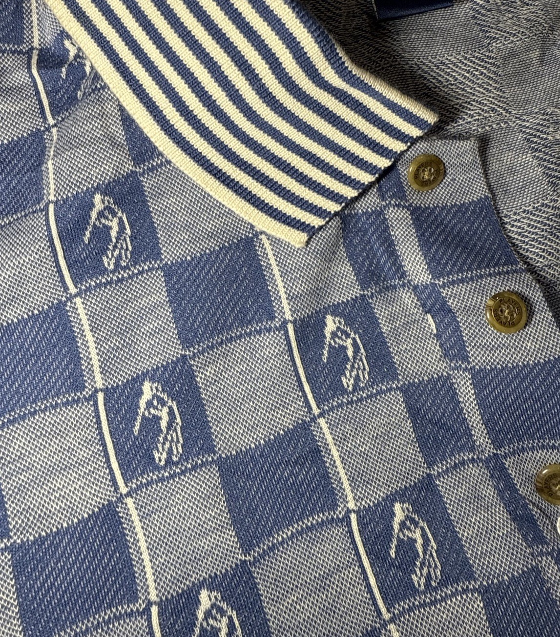 Player’s by Van Heusen Vintage Checkered SS Polo Men’s Size XXL Blue White