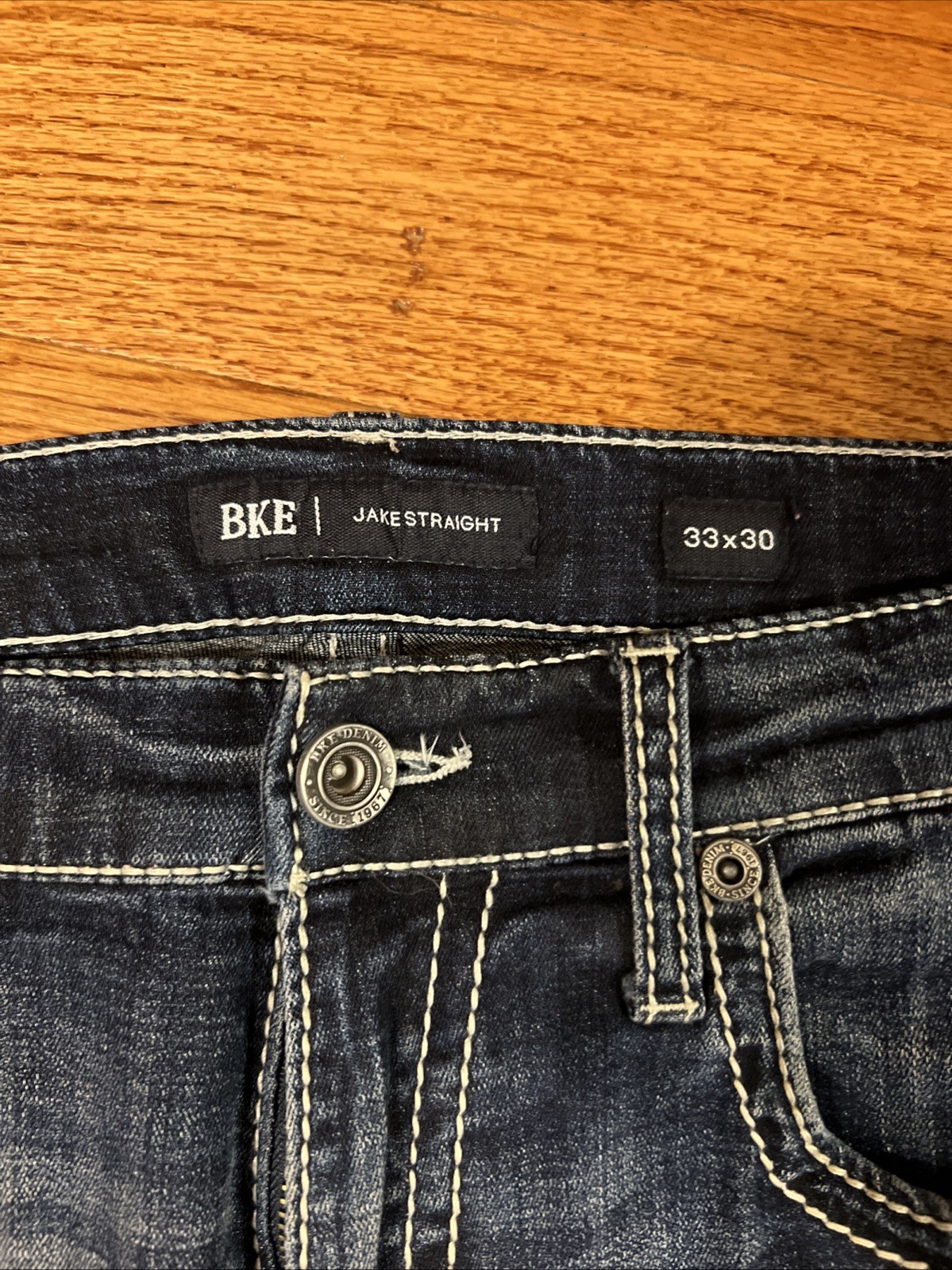 bke jake straight jeans denim mens size 33×30