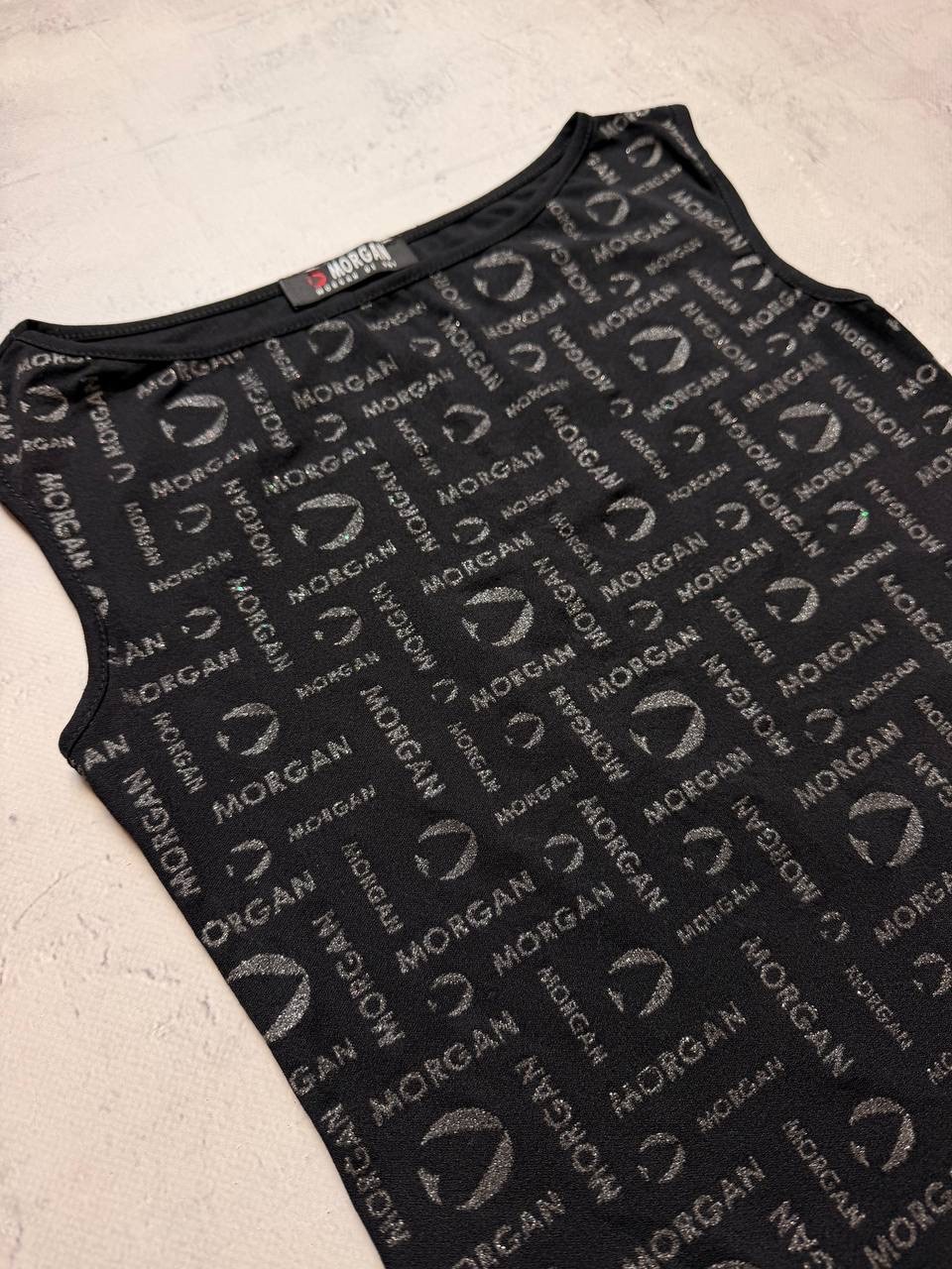Vintage Morgan De Toi Monogram Tank Top, Rare Y2K All Over Print Black Size Xs