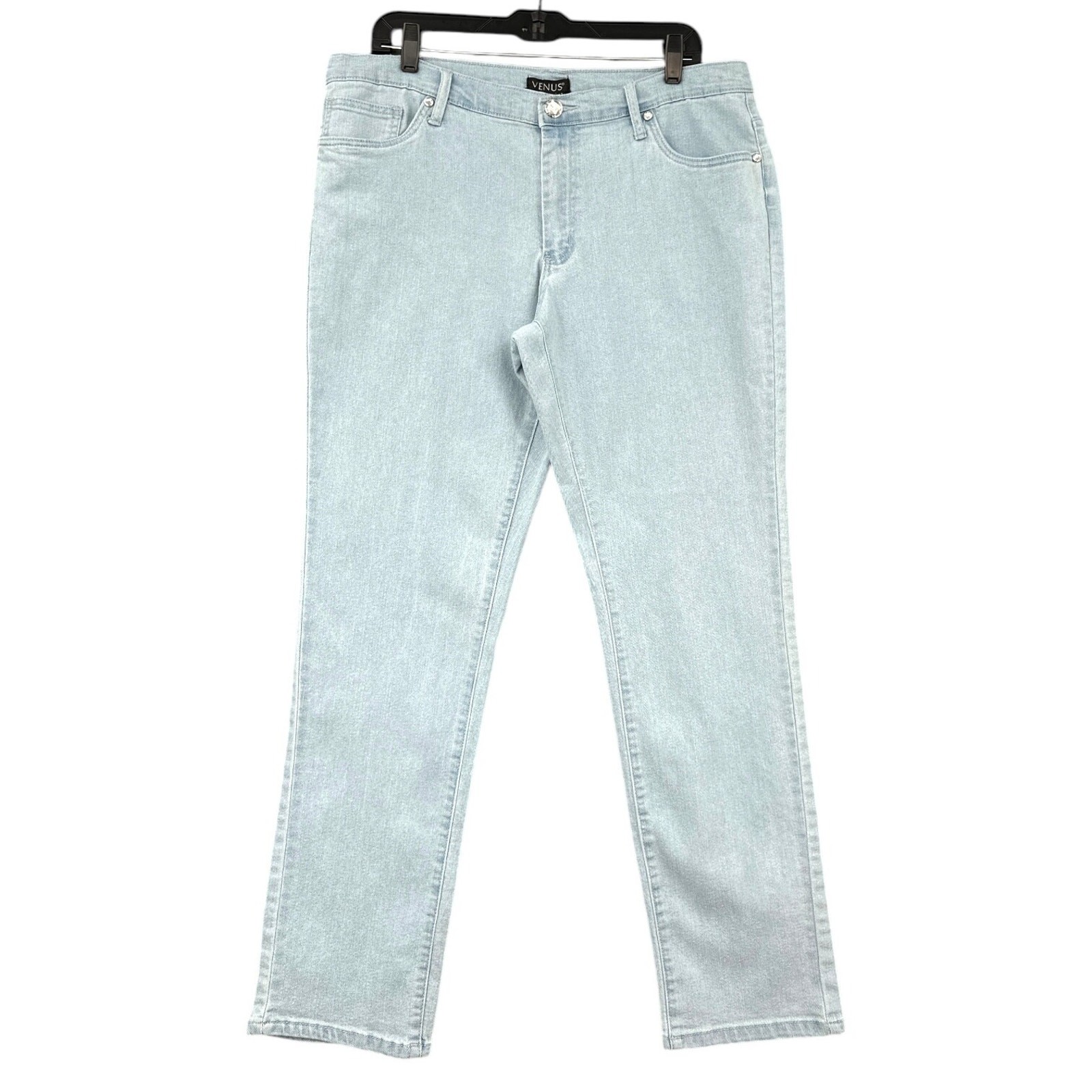 VENUS Light Blue 5-Pocket Diamond Button Closure Zipper Fly Jeans Size USA 16