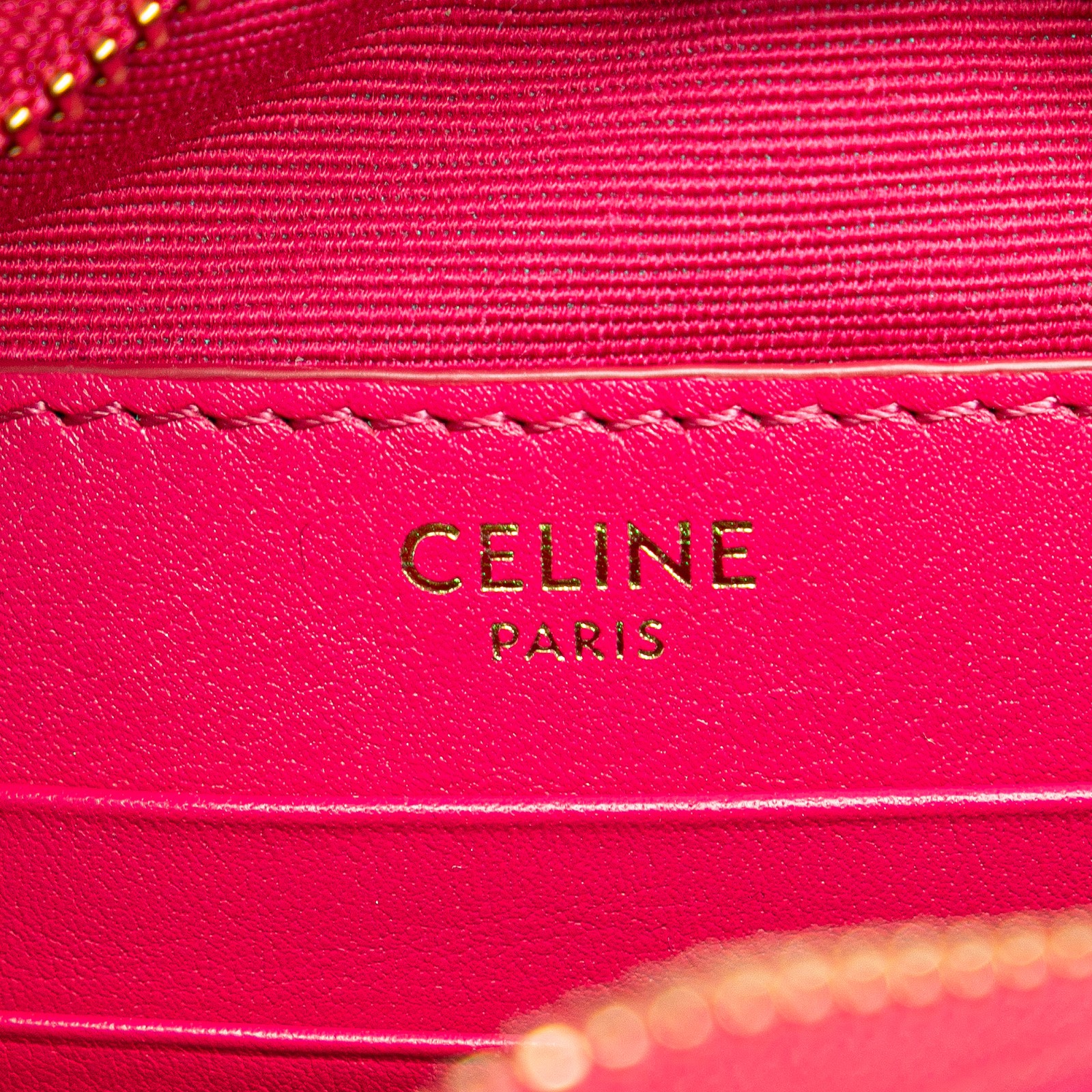 Authenticated Celine Quilted skin C Charm Crossbody Pink Dark Calf Leather Bag